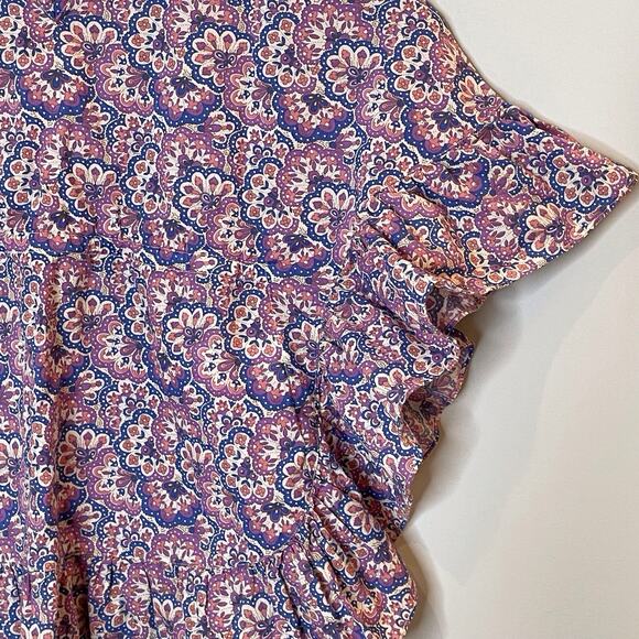 Mini Boden Printed Poncho Kaftan Swim Coverup Lupin Peach Paisley Print Trip 3T - Picture 4 of 14